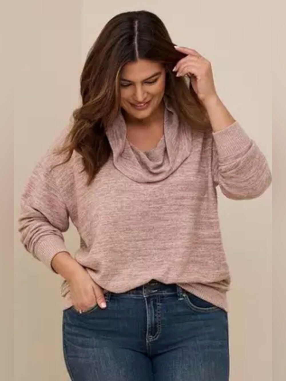 Torrid Super Soft Cozy Cowl Neck Sweater in Warmed Stone size 2X